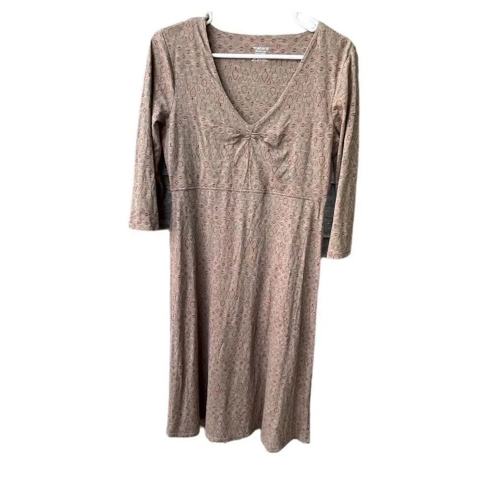 Toad&Co. Size M Rosalinda dress tribal print falcon brown organic outdoors.